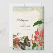 Stargazer Lily Roos Butterfly in Hydrangea Kaart (Achterkant)