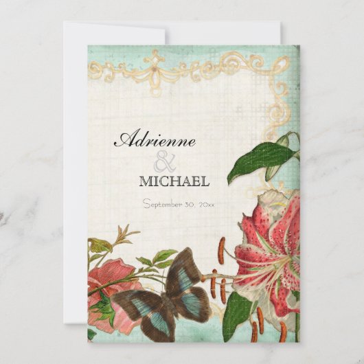  Stargazer Lily Roos Butterfly in Hydrangea Kaart (Achterkant)