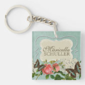  Stargazer Lily Roos Butterfly in Hydrangea Sleutelhanger (voorkant)