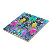 Stargazer Lily, Roos en Roze Hibiscus Collage Tegeltje (Zijkant)