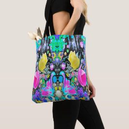 Stargazer Lily, Roos en Roze Hibiscus Collage Tote Bag