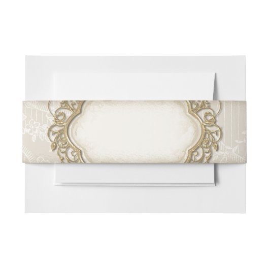 Stargazer Lily Taupe Kant Goud Lijst Uitnodigingen Wikkel (Voorkant Voorbeeld)