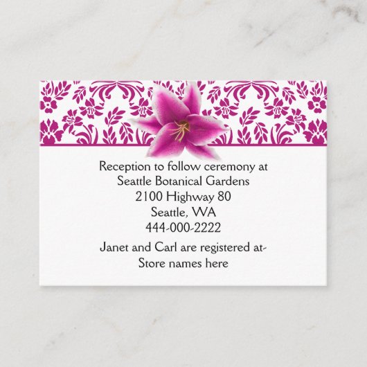 Stargazer Lily Wedding Information Card Informatiekaartje (Voorkant)
