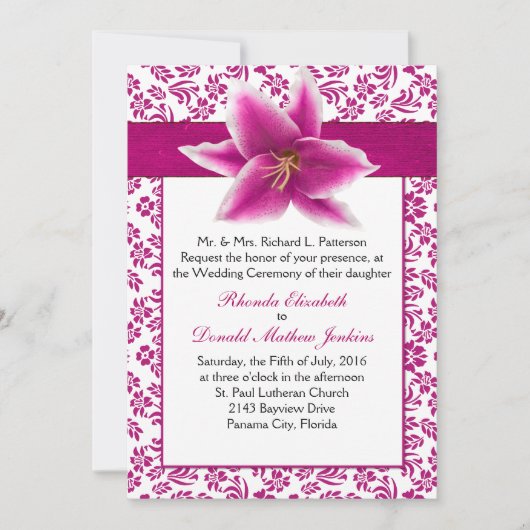 Stargazer Lily Wedding Uitnodiging (Voorkant)