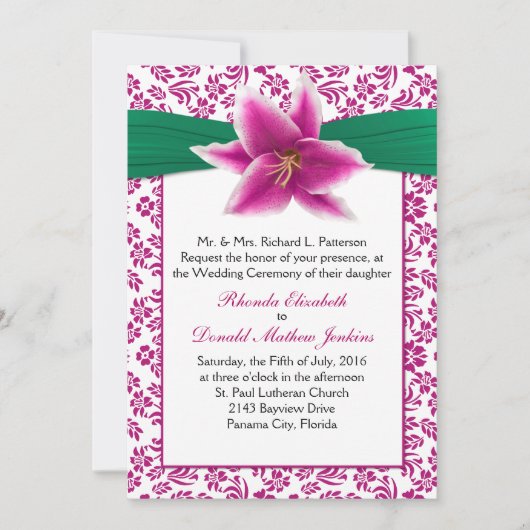 Stargazer Lily Wedding Uitnodiging (Voorkant)