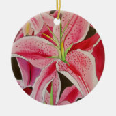Stargazer Pink Lily waterverf originele kunstbloem Keramisch Ornament (Voorkant)