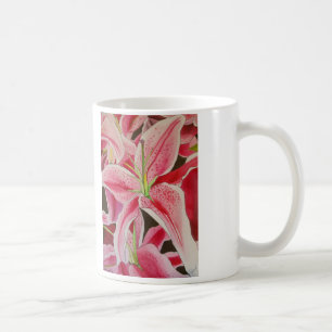 Stargazer Pink Lily waterverf originele kunstbloem Koffiemok