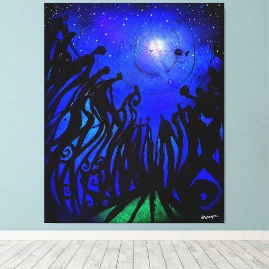 StarGazers (omwikkeld canvas) Canvas Afdruk (Insitu (Houten vloer))