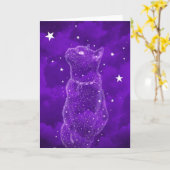 Stargazing Cat Wenskaart Kaart (Gele Bloem)
