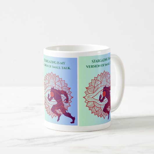 "Stargazing Is My Small Talk" Mandala Werewolf Art Koffiemok (Voorkant rechts)