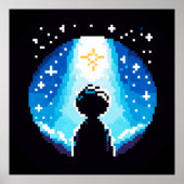 Stargazing Silhouette - Dromerige Pixel Art Night  Poster (Voorkant)