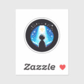 Stargazing Silhouette - Dromerige Pixel Art Night  Sticker (Vel)