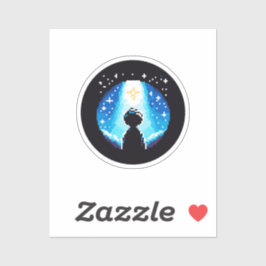 Stargazing Silhouette - Dromerige Pixel Art Night  Sticker