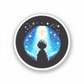 Stargazing Silhouette - Dromerige Pixel Art Night  Sticker (Voorkant)