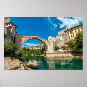 Stari most Bridge Countryside Bridge Bosnië Landsc Poster
