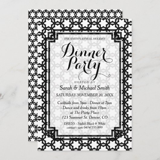 Stari S1 Uitnodiging van de Zwarte+Witte Binnenpar (Voorkant / Achterkant)