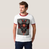 Staring Uil in Rood & Zwart T-shirt (Voorkant volledig)