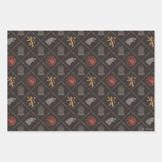 Stark, lannister, Targaryen, ijzertroonpatroon Inpakpapier Vel (Voorkant)