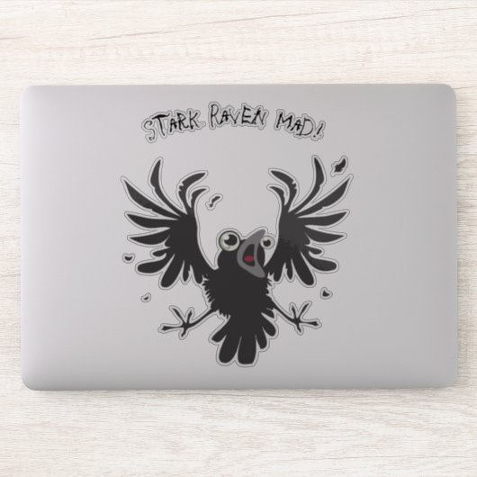 Stark Raven Mad Crazy Old Birb Raven Sticker (Computer)