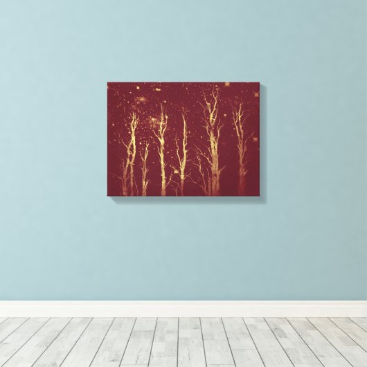 Stark Trees Deep Red Canvas Afdruk (Insitu (Houten vloer))