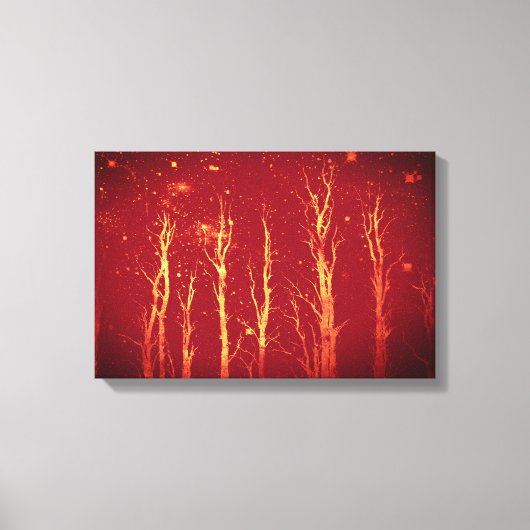 Stark Trees Starry Sky Red Natuur Canvas Afdruk (Voorkant)
