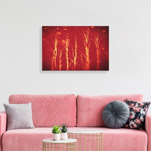 Stark Trees Starry Sky Red Natuur Canvas Afdruk (Insitu (Woonkamer))