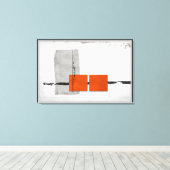 Stark Windows minimalistisch modern Sinaasappel en Canvas Afdruk (Insitu (Houten vloer))