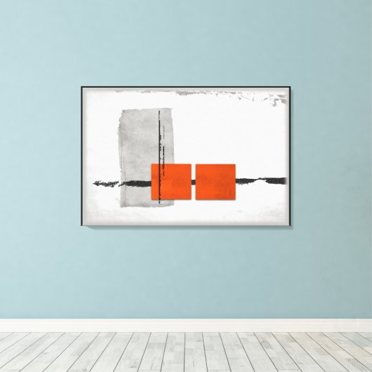 Stark Windows minimalistisch modern Sinaasappel en Canvas Afdruk (Insitu (Houten vloer))