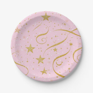 Starlight Blush – Roze & Gouden Ster Papier Bord