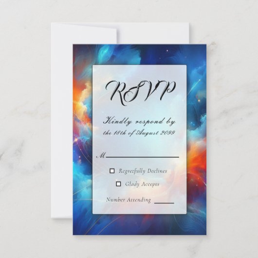 Starlight Fusion of Fire and Ice Wedding RSVP Kaartje (Voorkant)