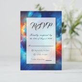 Starlight Fusion of Fire and Ice Wedding RSVP Kaartje (Staand voorkant)
