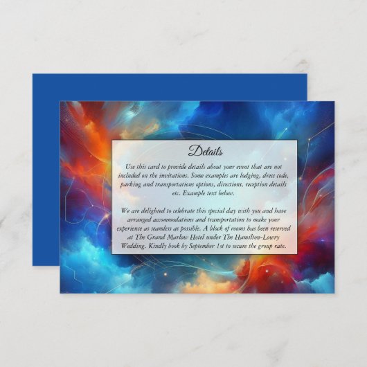 Starlight Fusion van vuur en ijs bruiloft Informatiekaartje (Voorkant / Achterkant)