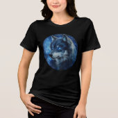 Starlight Gaze Cosmic Wolf Art Tri-Blend Shirt (Voorkant)