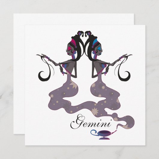 Starlight Gemini-uitnodigingen Kaart (Voorkant / Achterkant)