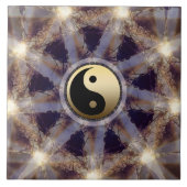 Starlight Gold Yin Yang Ceramic Tile Tegeltje (Voorkant)