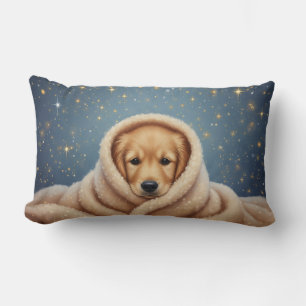 Starlight Knuffels: Zwarte Lab Puppy in Blauwe Dek Kussen