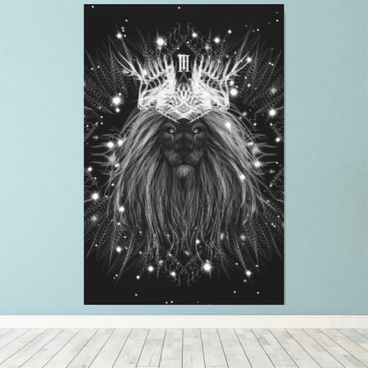 Starlight-leeuw met kroonmonogram canvas afdruk (Insitu (Houten vloer))