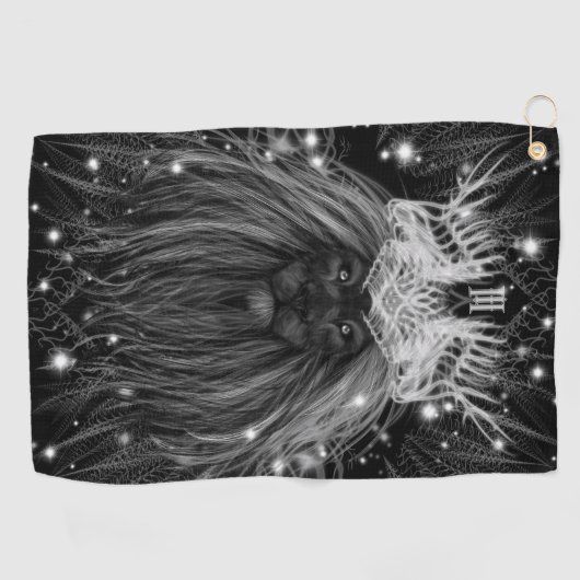 Starlight-leeuw met kroonmonogram golfhanddoek (Horizontaal)