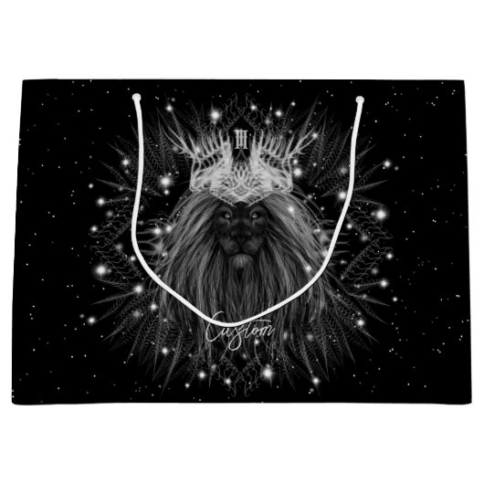 Starlight-leeuw met kroonmonogram groot cadeauzakje (Voorkant)