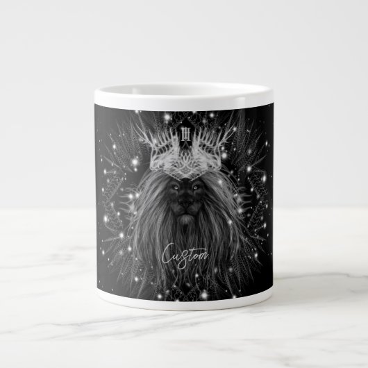 Starlight-leeuw met kroonmonogram grote koffiekop (Voorkant)