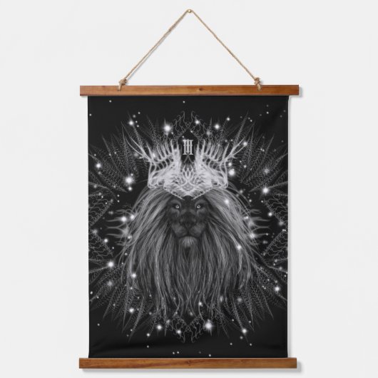 Starlight-leeuw met kroonmonogram hangend wandkleed (Voorkant)