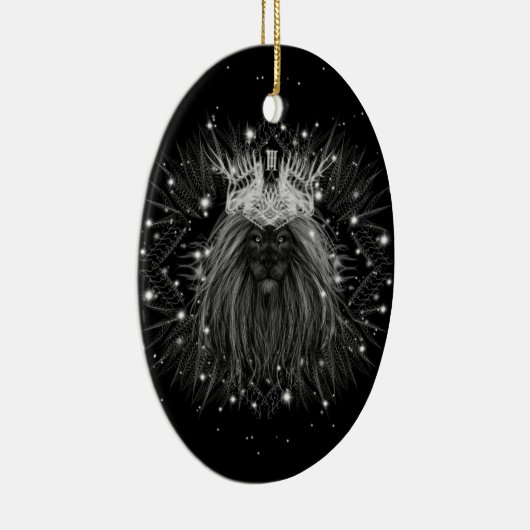 Starlight-leeuw met kroonmonogram keramisch ornament (Rechts)