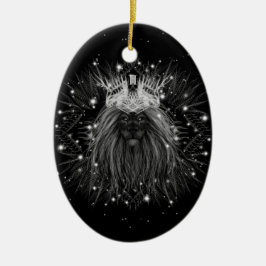 Starlight-leeuw met kroonmonogram keramisch ornament