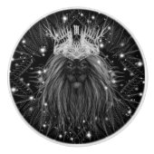 Starlight-leeuw met kroonmonogram keramische knop (Voorkant)