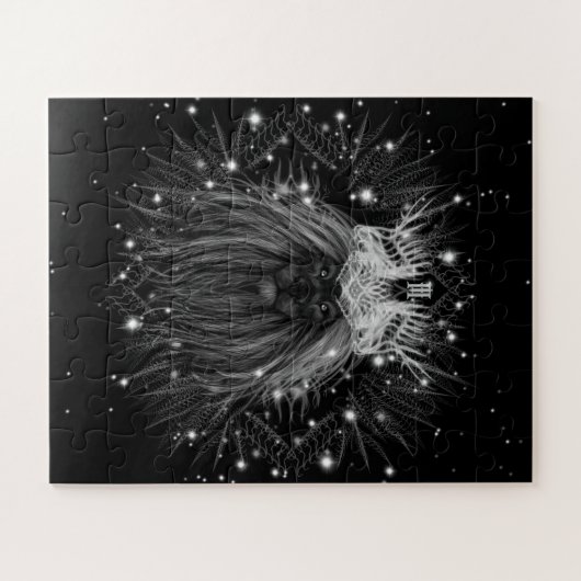 Starlight-leeuw met kroonmonogram legpuzzel (Horizontaal)