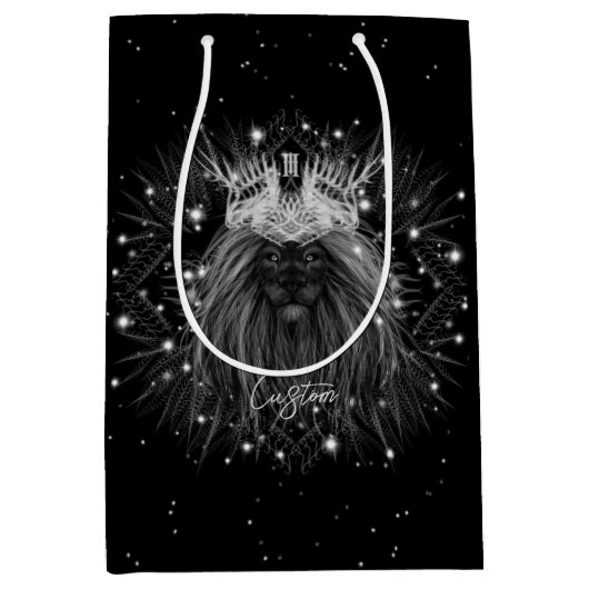Starlight-leeuw met kroonmonogram medium cadeauzakje (Voorkant)