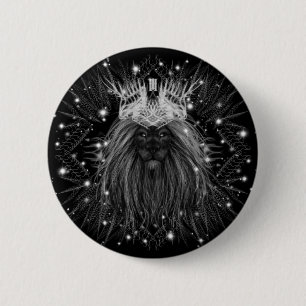 Starlight-leeuw met kroonmonogram ronde button 5,7 cm