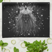 Starlight-leeuw met kroonmonogram theedoek (Gevouwen)