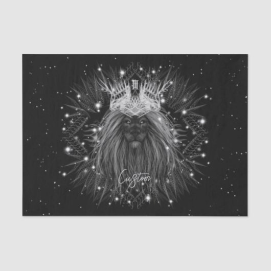 Starlight-leeuw met kroonmonogram tissuepapier (Voorkant)