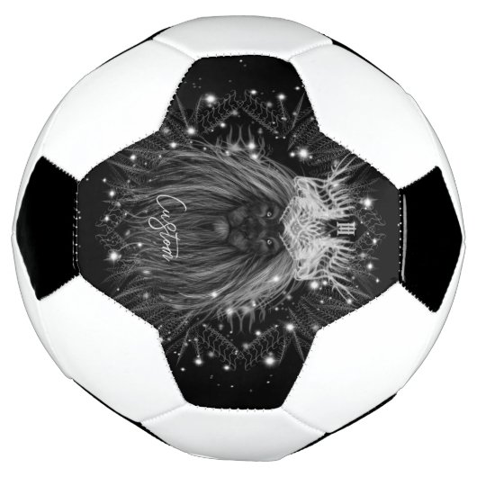 Starlight-leeuw met kroonmonogram voetbal (Gedraaid)